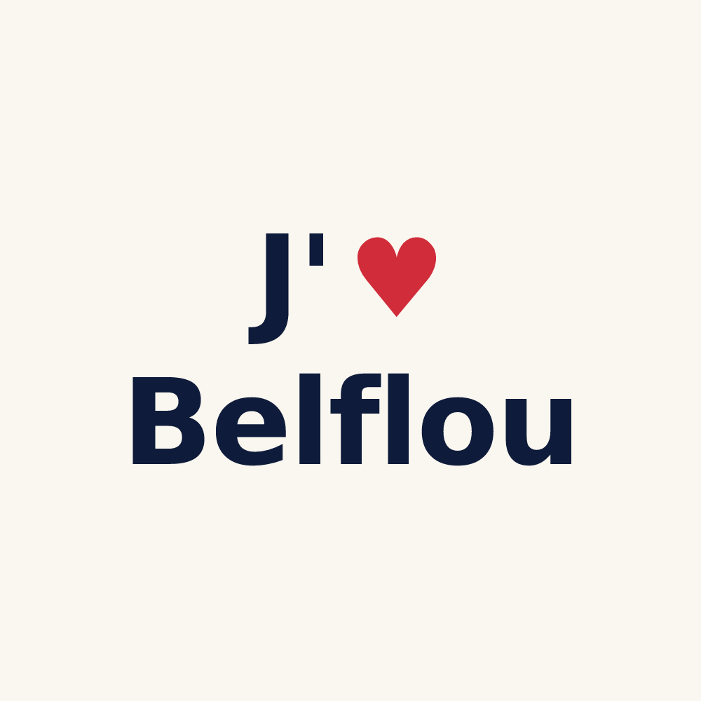 Tasse personnalisée Belflou — design J'aime Belflou