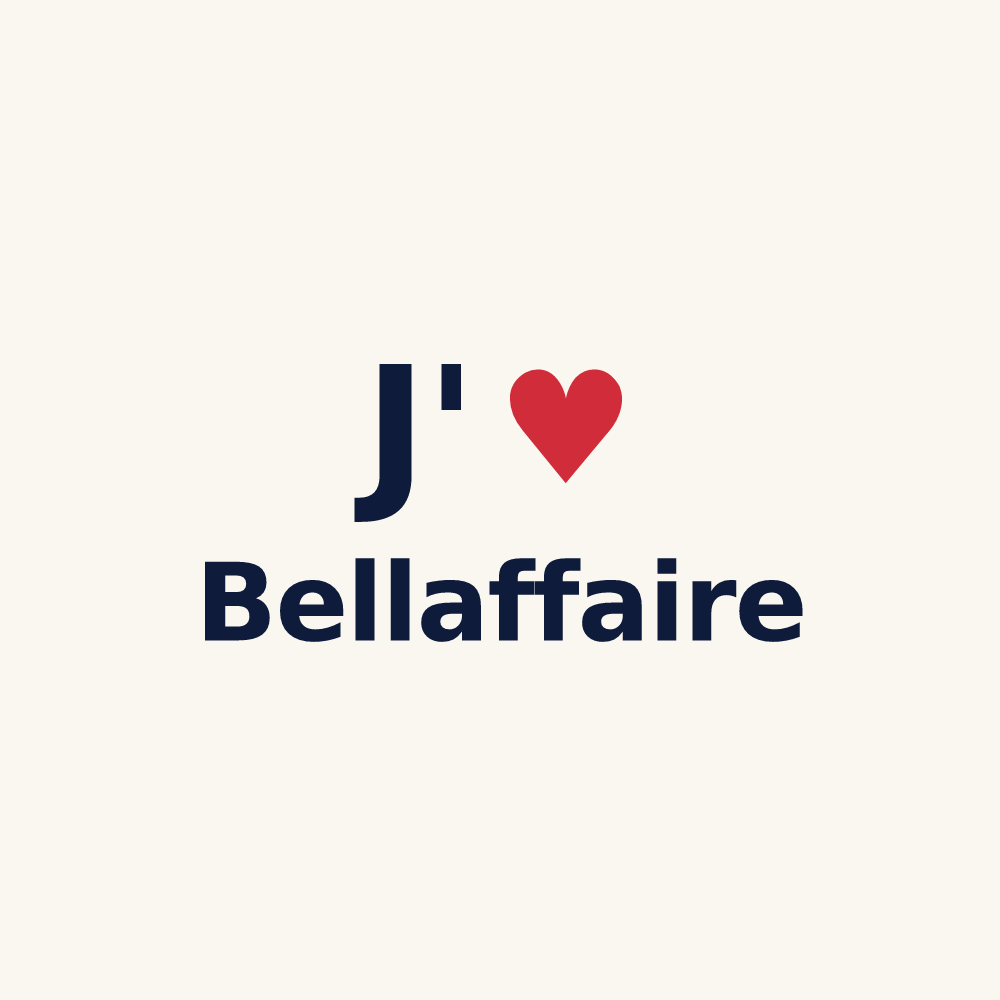 Tasse personnalisée Bellaffaire — design J'aime Bellaffaire