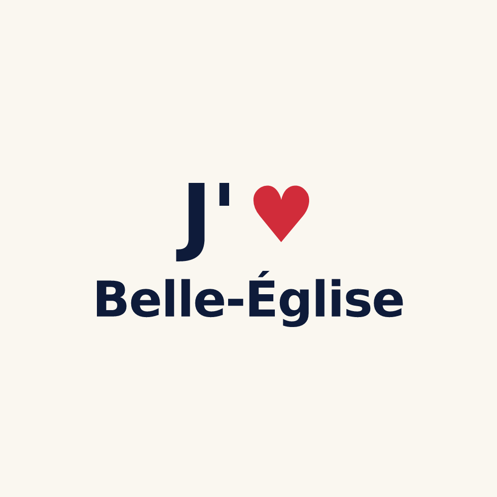 Tasse personnalisée Belle-Église — design « J'aime Belle-Église » imprimé sur la tasse