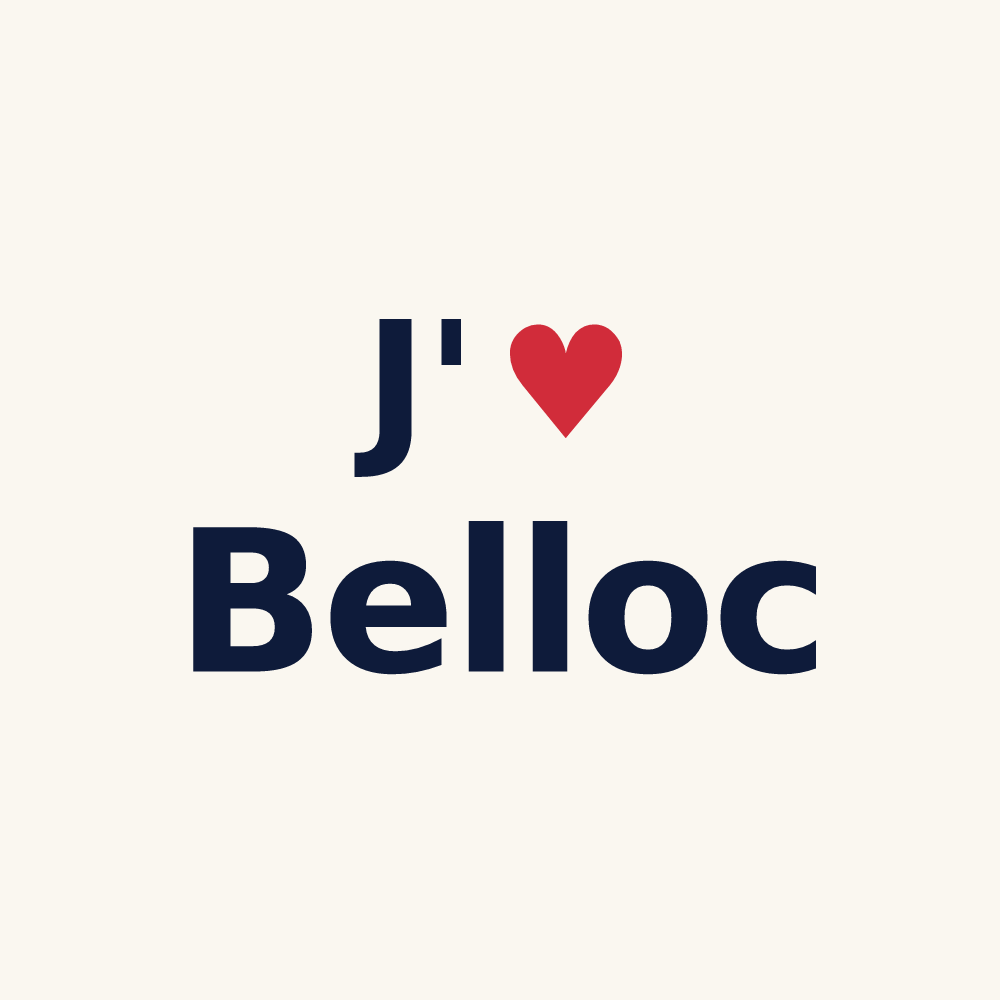 Tasse personnalisée Belloc — design « J'aime Belloc » imprimé sur la tasse