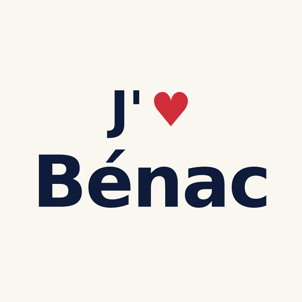 Tasse personnalisée Bénac — design « J'aime Bénac » imprimé sur la tasse