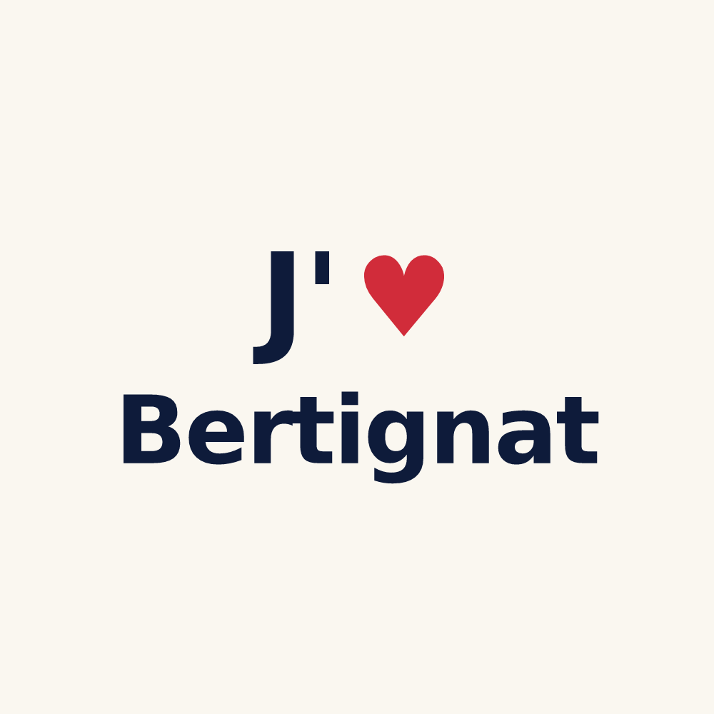 Tasse personnalisée Bertignat — design « J'aime Bertignat » imprimé sur la tasse