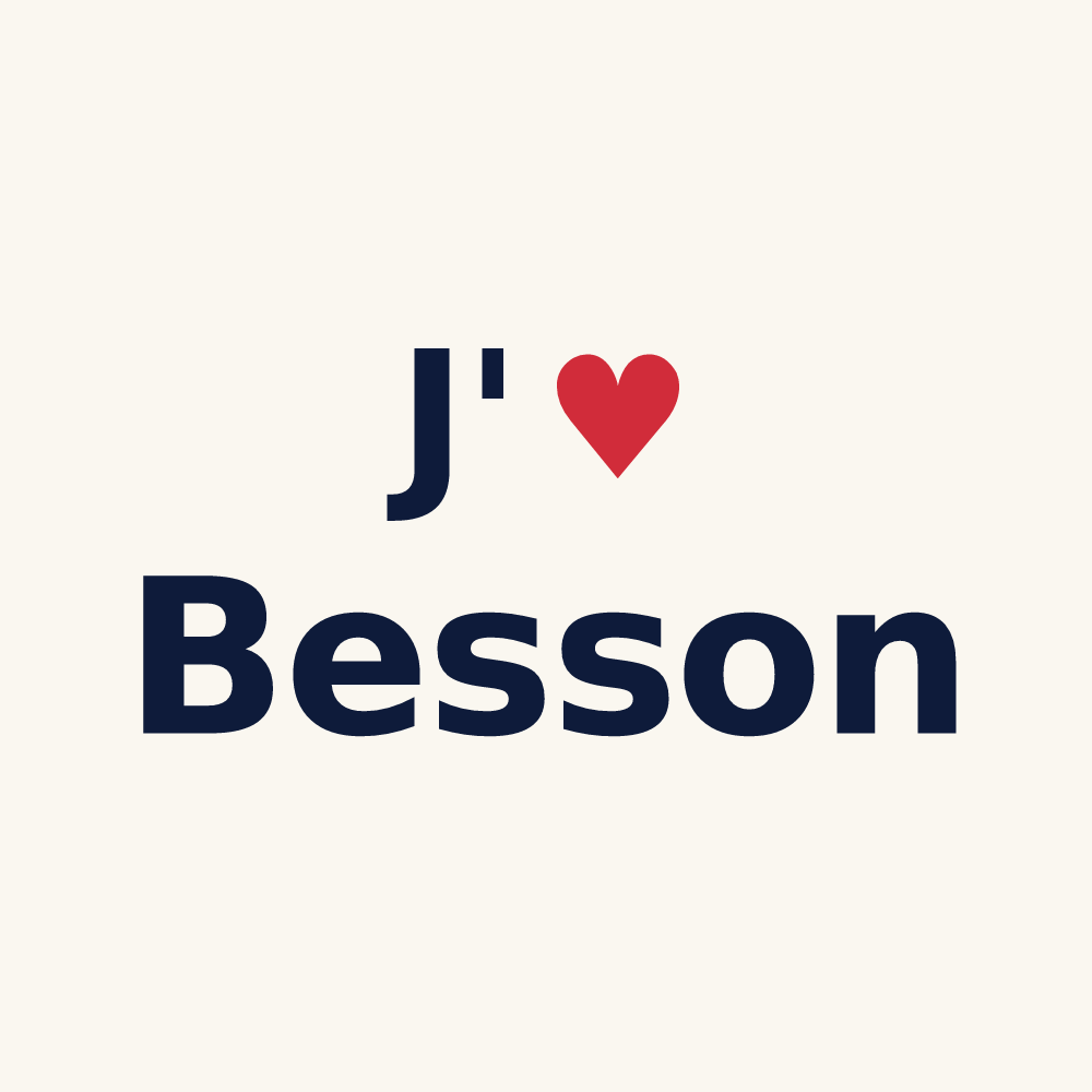 Tasse personnalisée Besson — design « J'aime Besson » imprimé sur la tasse
