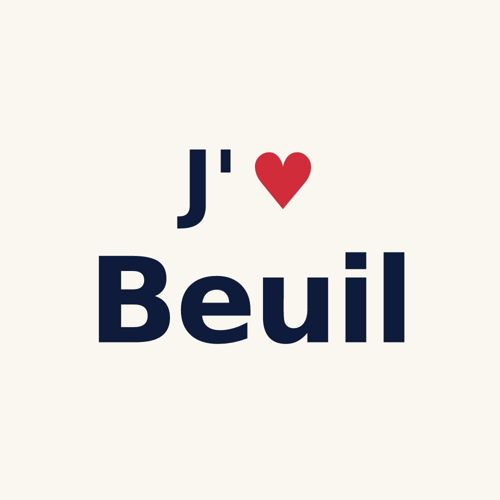 Tasse personnalisée Beuil — design « J'aime Beuil » imprimé sur la tasse