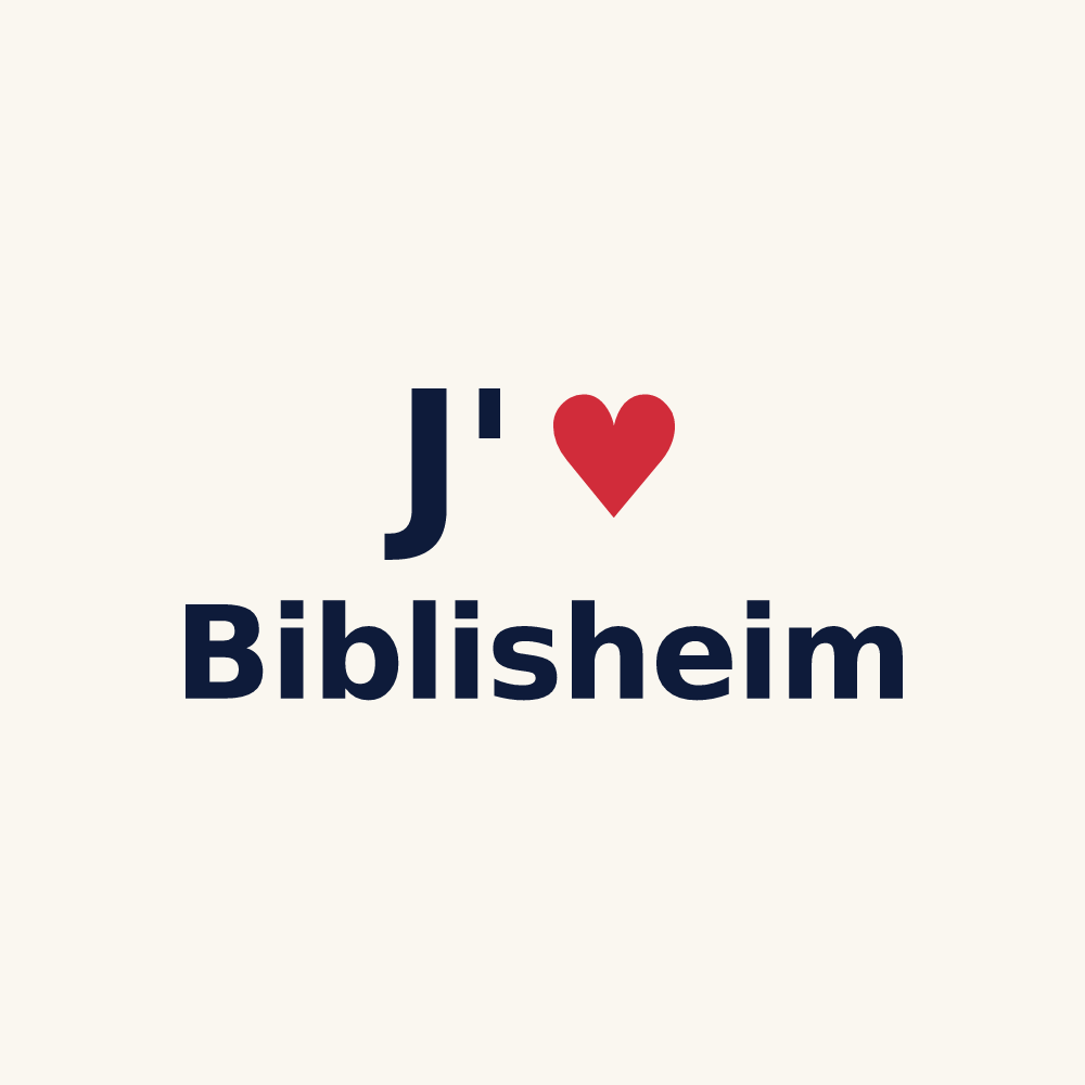 Tasse personnalisée Biblisheim — design « J'aime Biblisheim » imprimé sur la tasse