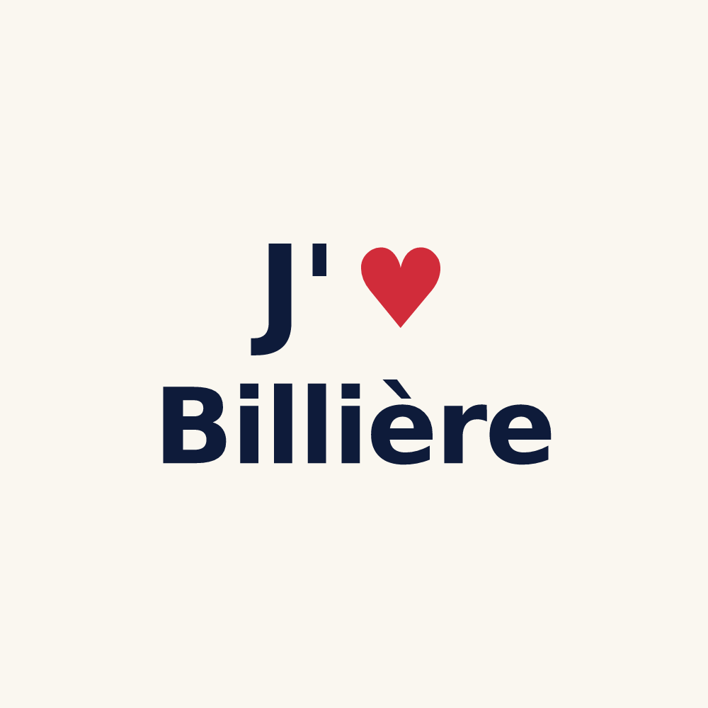 Tasse personnalisée Billière — design « J'aime Billière » imprimé sur la tasse