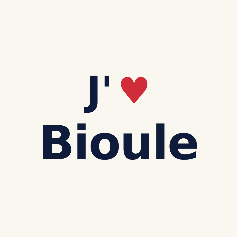 Tasse personnalisée Bioule — design « J'aime Bioule » imprimé sur la tasse