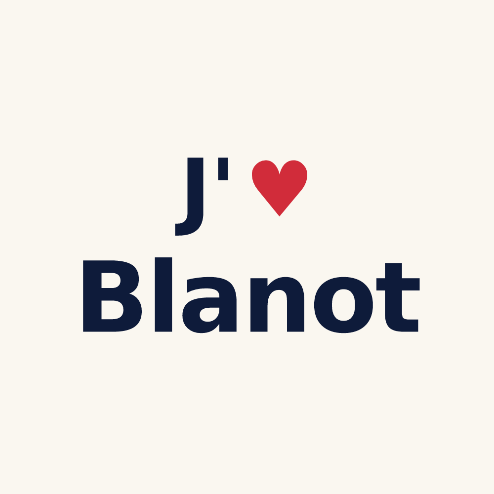 Tasse personnalisée Blanot — design J'aime Blanot