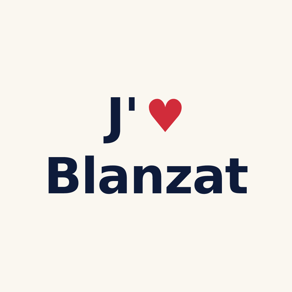 Tasse personnalisée Blanzat — design J'aime Blanzat