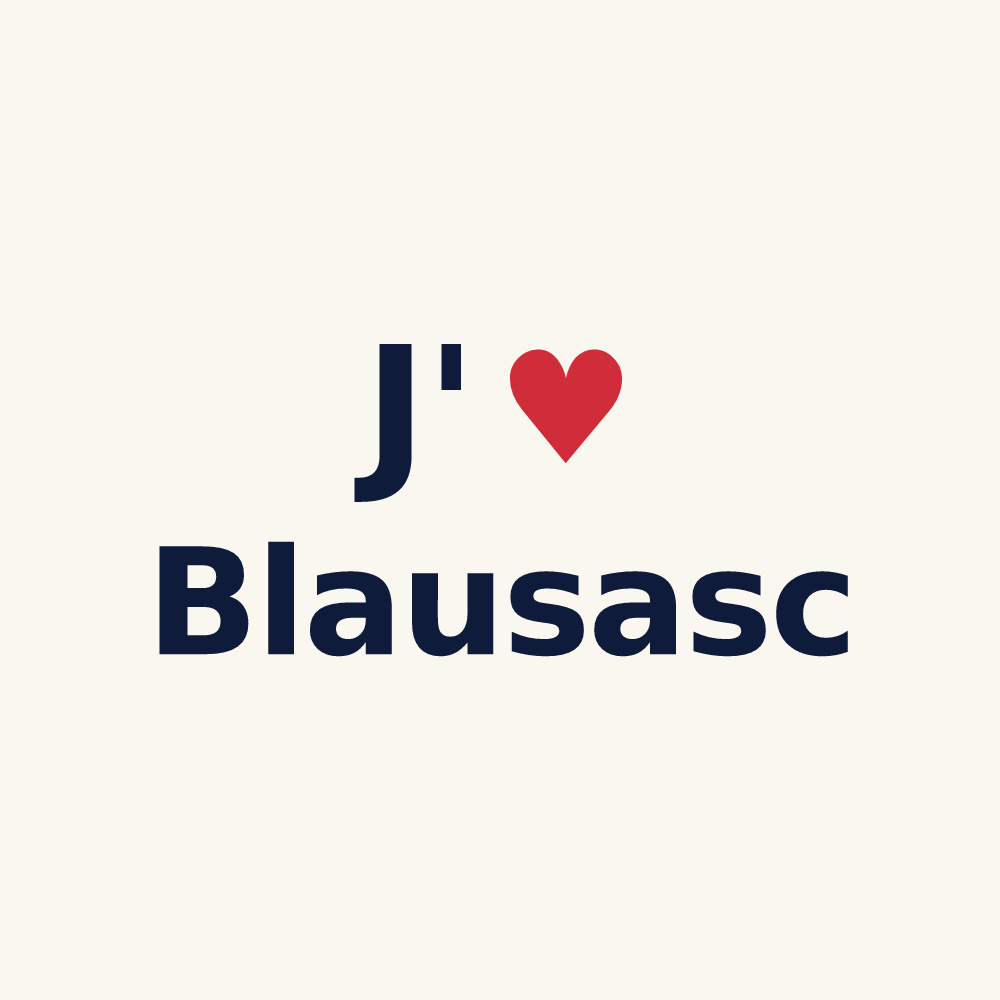 Tasse personnalisée Blausasc — design « J'aime Blausasc » imprimé sur la tasse