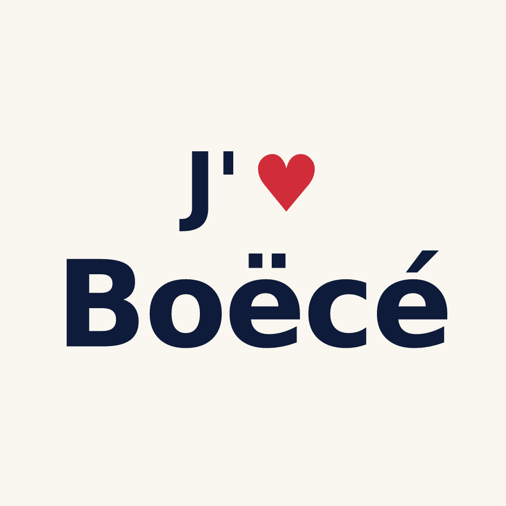 Tasse personnalisée Boëcé — design J'aime Boëcé