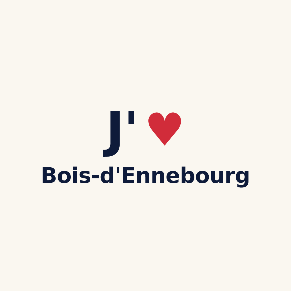 Tasse personnalisée Bois-d'Ennebourg — design « J'aime Bois-d'Ennebourg » imprimé sur la tasse