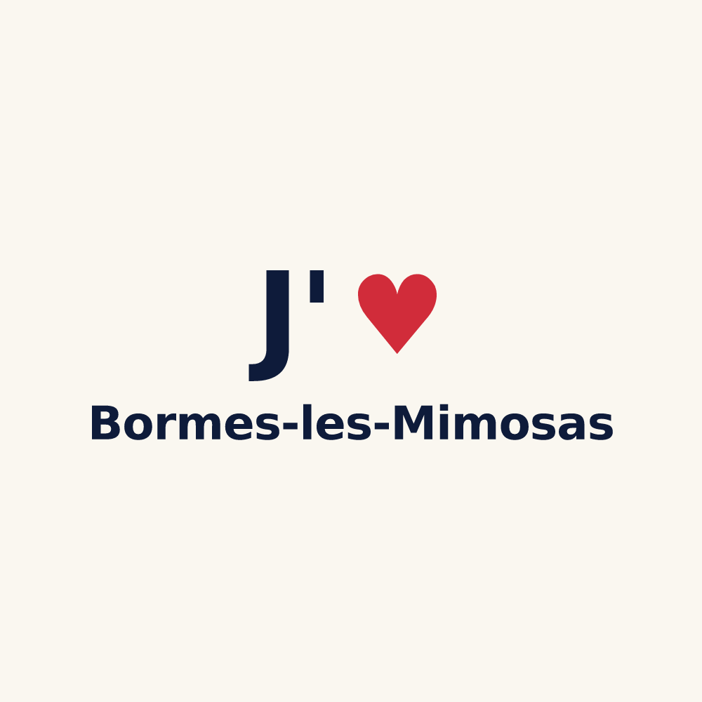 Tasse personnalisée Bormes-les-Mimosas — design J'aime Bormes-les-Mimosas