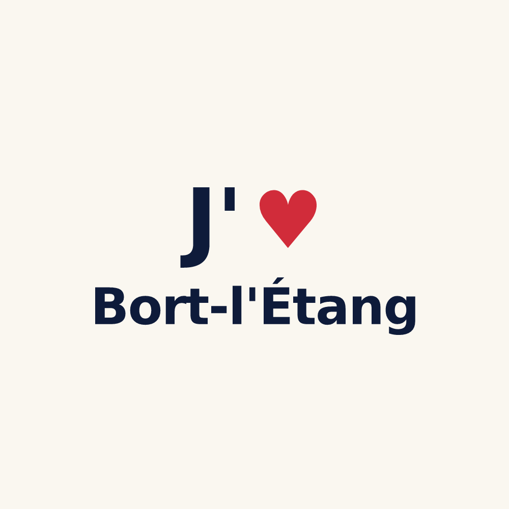 Tasse personnalisée Bort-l'Étang — design « J'aime Bort-l'Étang » imprimé sur la tasse