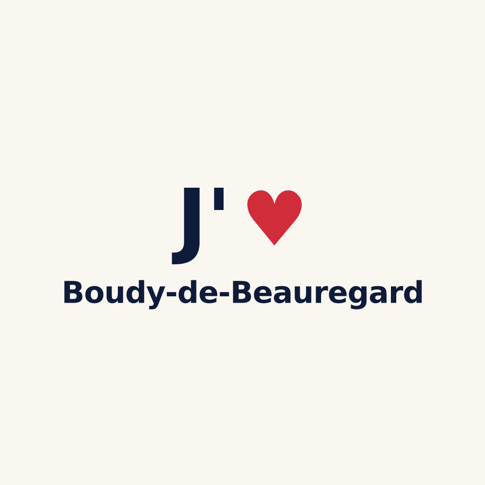 Tasse personnalisée Boudy-de-Beauregard — design J'aime Boudy-de-Beauregard
