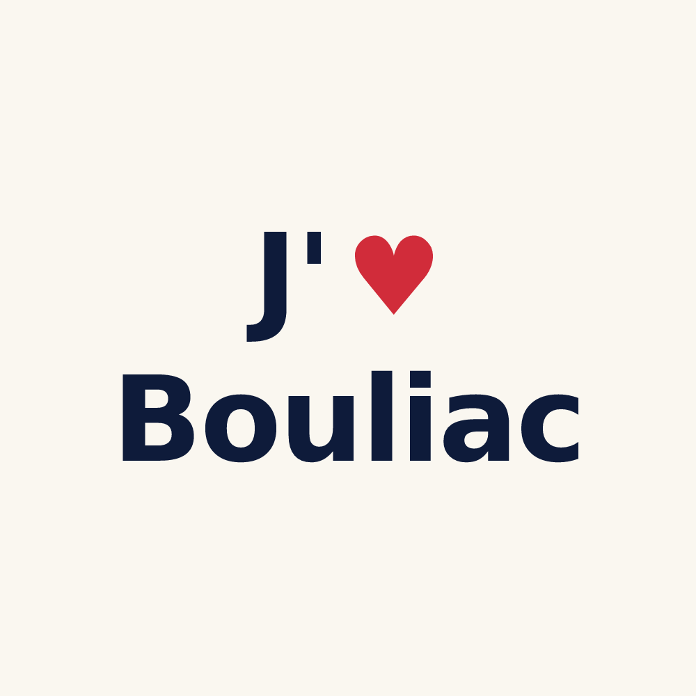 Tasse personnalisée Bouliac — design « J'aime Bouliac » imprimé sur la tasse