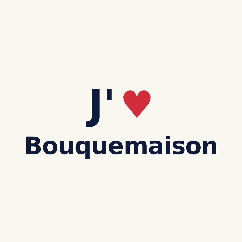 Tasse personnalisée Bouquemaison — design J'aime Bouquemaison