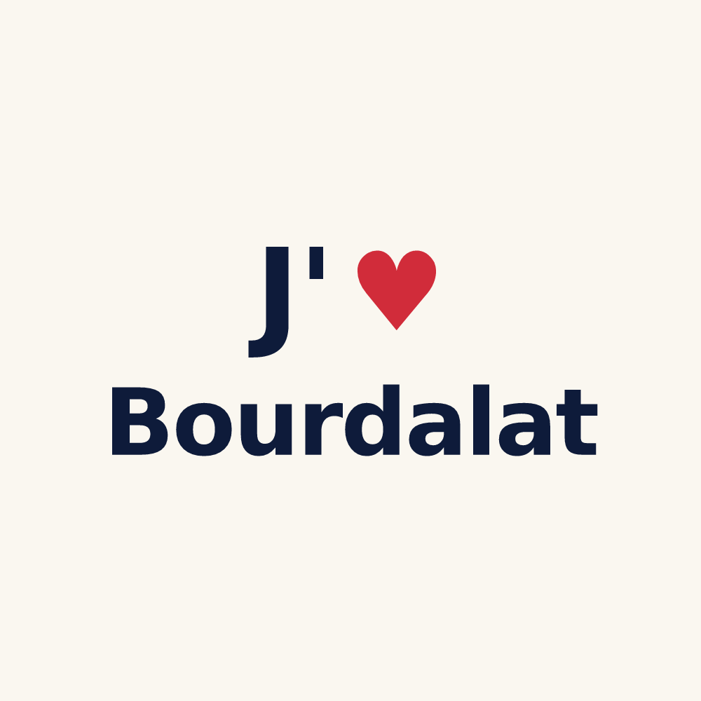 Tasse personnalisée Bourdalat — design J'aime Bourdalat
