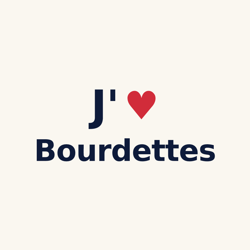 Tasse personnalisée Bourdettes — design « J'aime Bourdettes » imprimé sur la tasse
