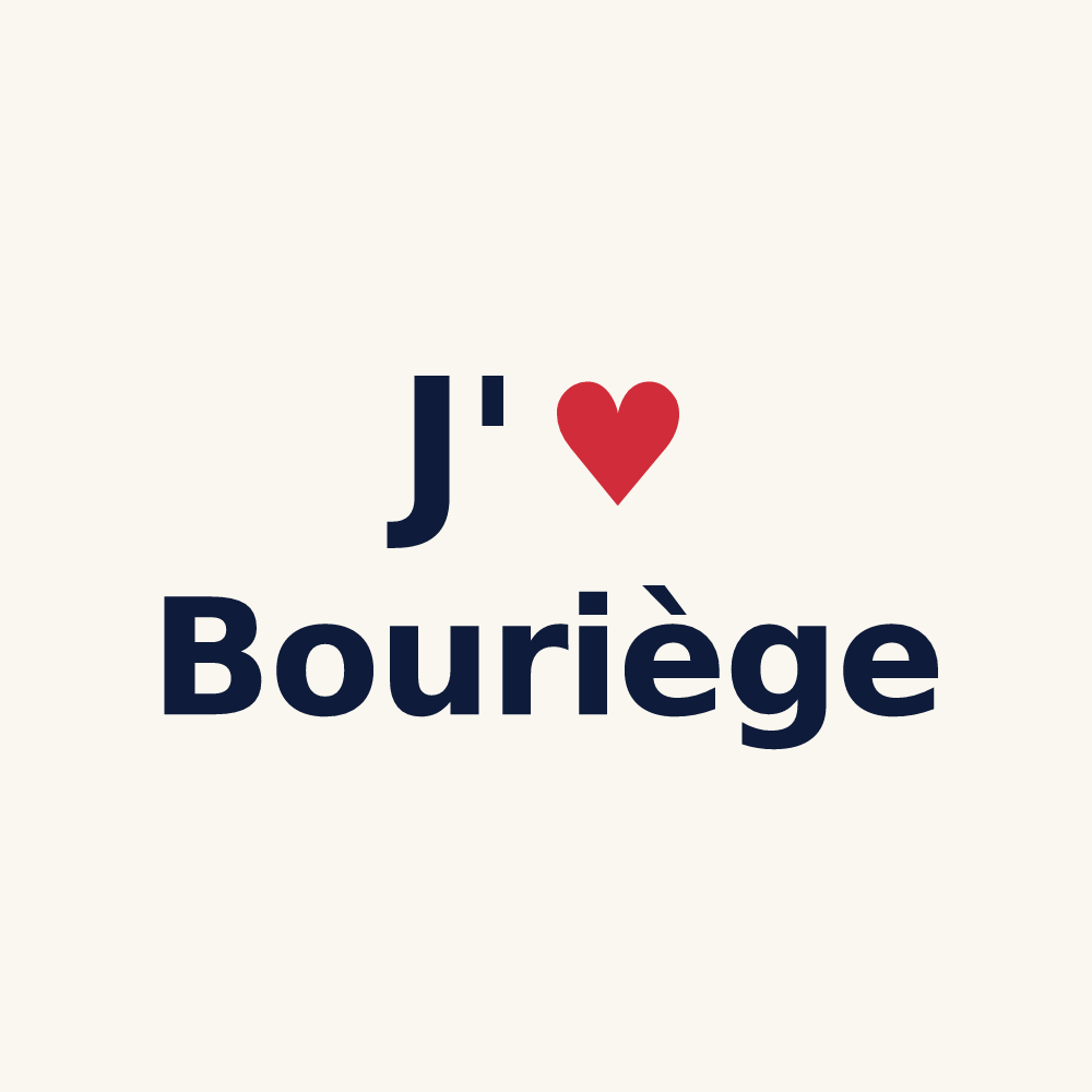 Tasse personnalisée Bouriège — design « J'aime Bouriège » imprimé sur la tasse