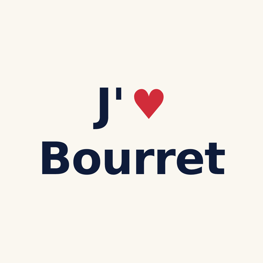 Tasse personnalisée Bourret — design « J'aime Bourret » imprimé sur la tasse