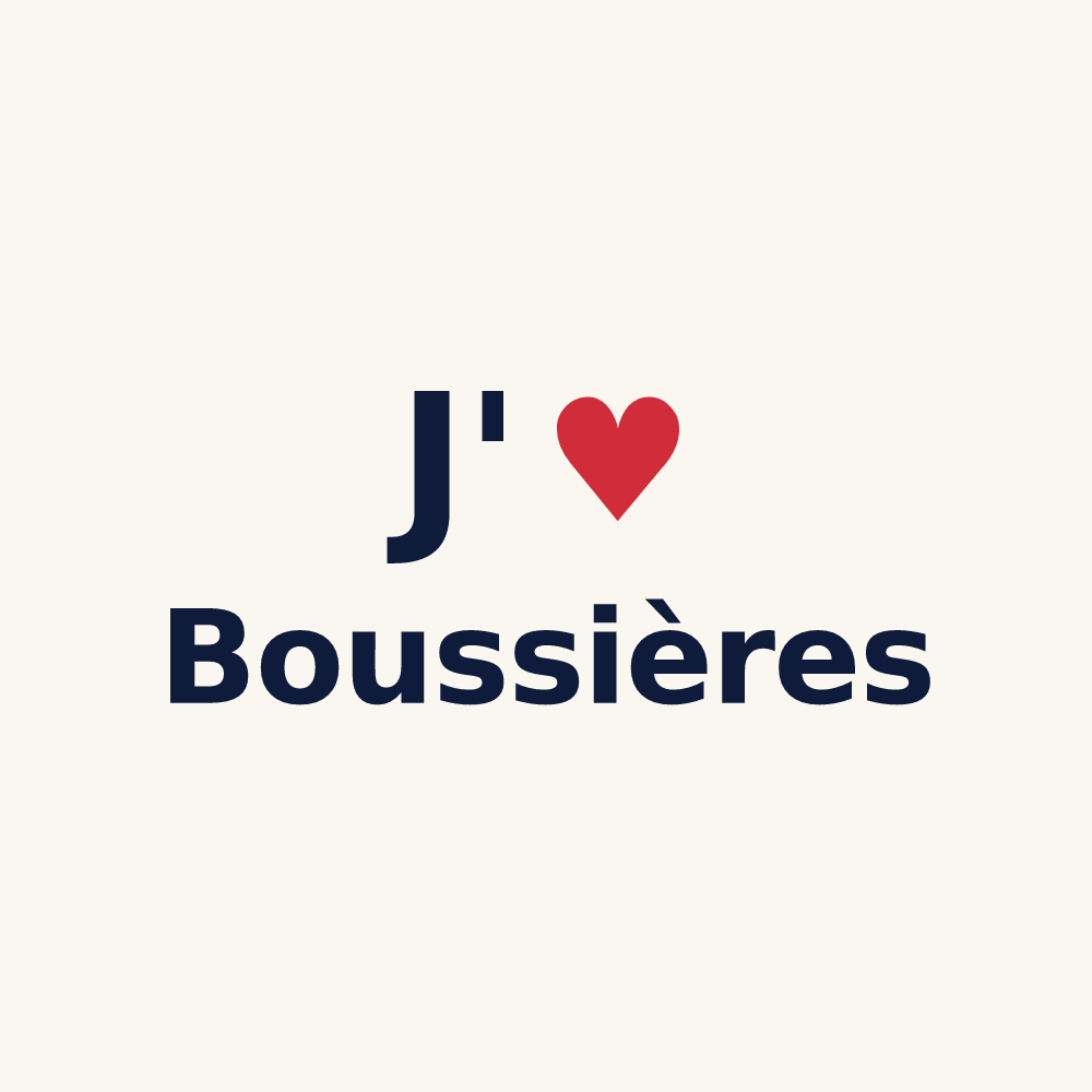 Tasse personnalisée Boussières — design « J'aime Boussières » imprimé sur la tasse