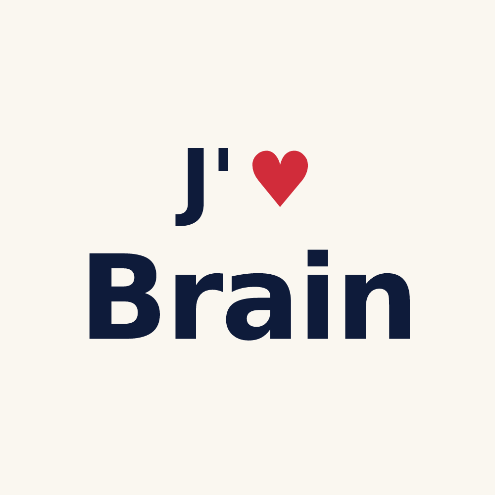 Tasse personnalisée Brain — design « J'aime Brain » imprimé sur la tasse