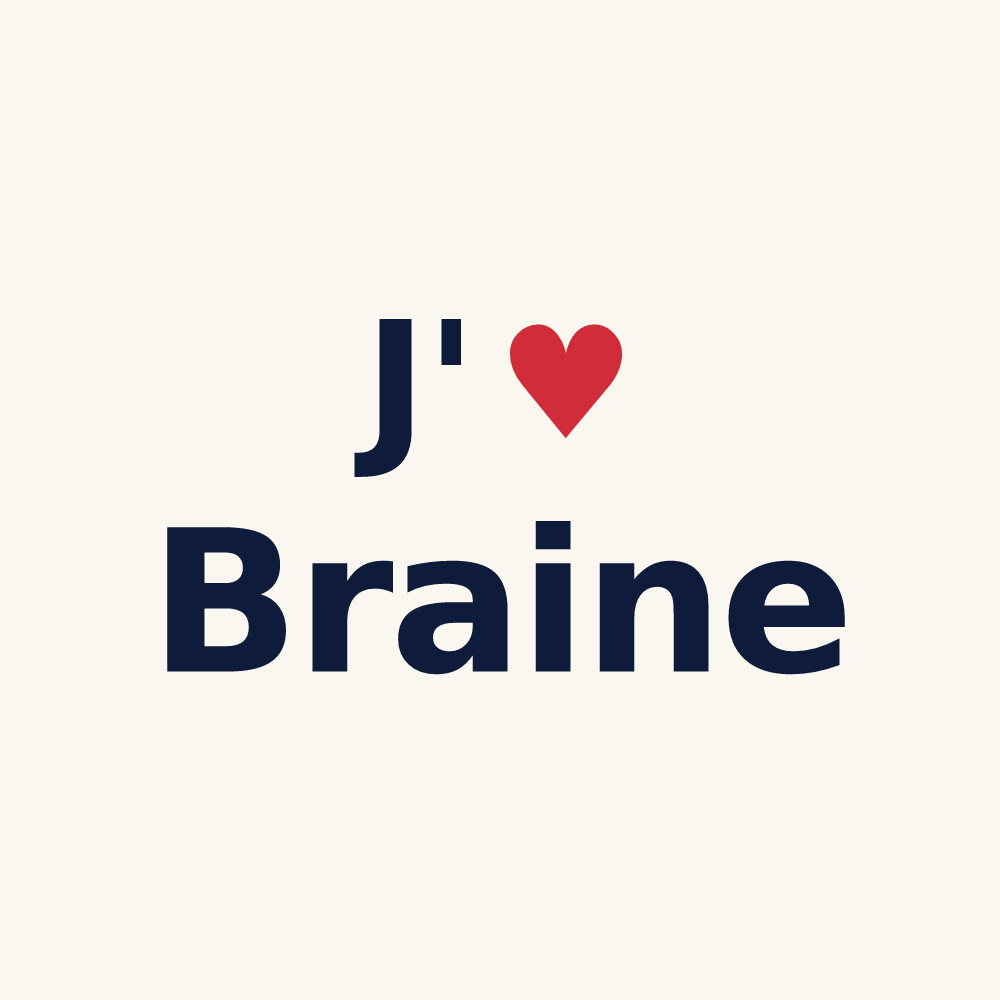 Tasse personnalisée Braine — design J'aime Braine