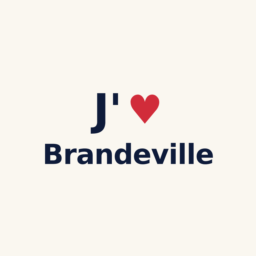 Tasse personnalisée Brandeville — design « J'aime Brandeville » imprimé sur la tasse