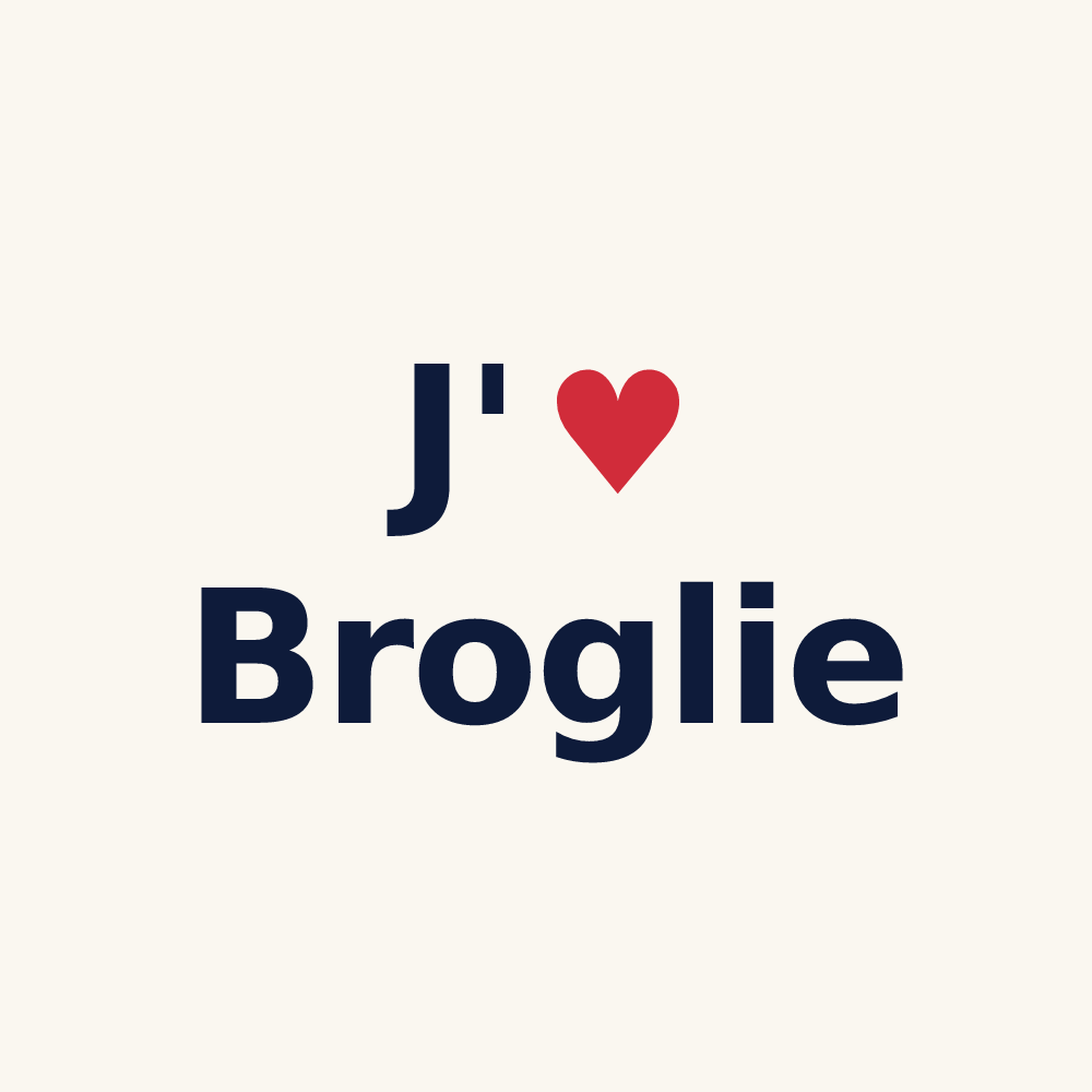 Tasse personnalisée Broglie — design « J'aime Broglie » imprimé sur la tasse