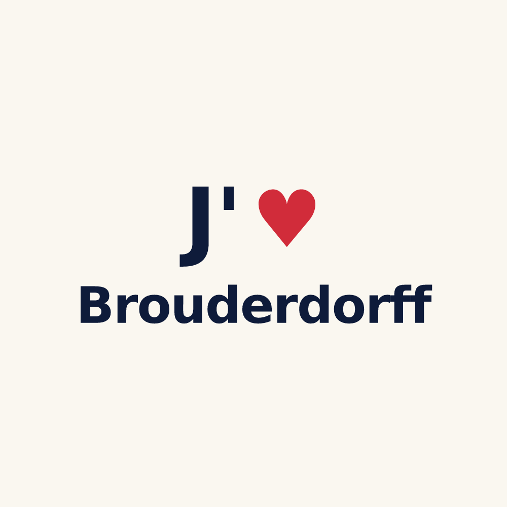 Tasse personnalisée Brouderdorff — design J'aime Brouderdorff