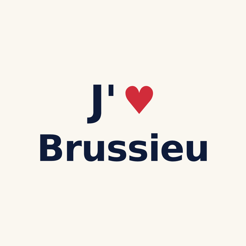 Tasse personnalisée Brussieu — design « J'aime Brussieu » imprimé sur la tasse