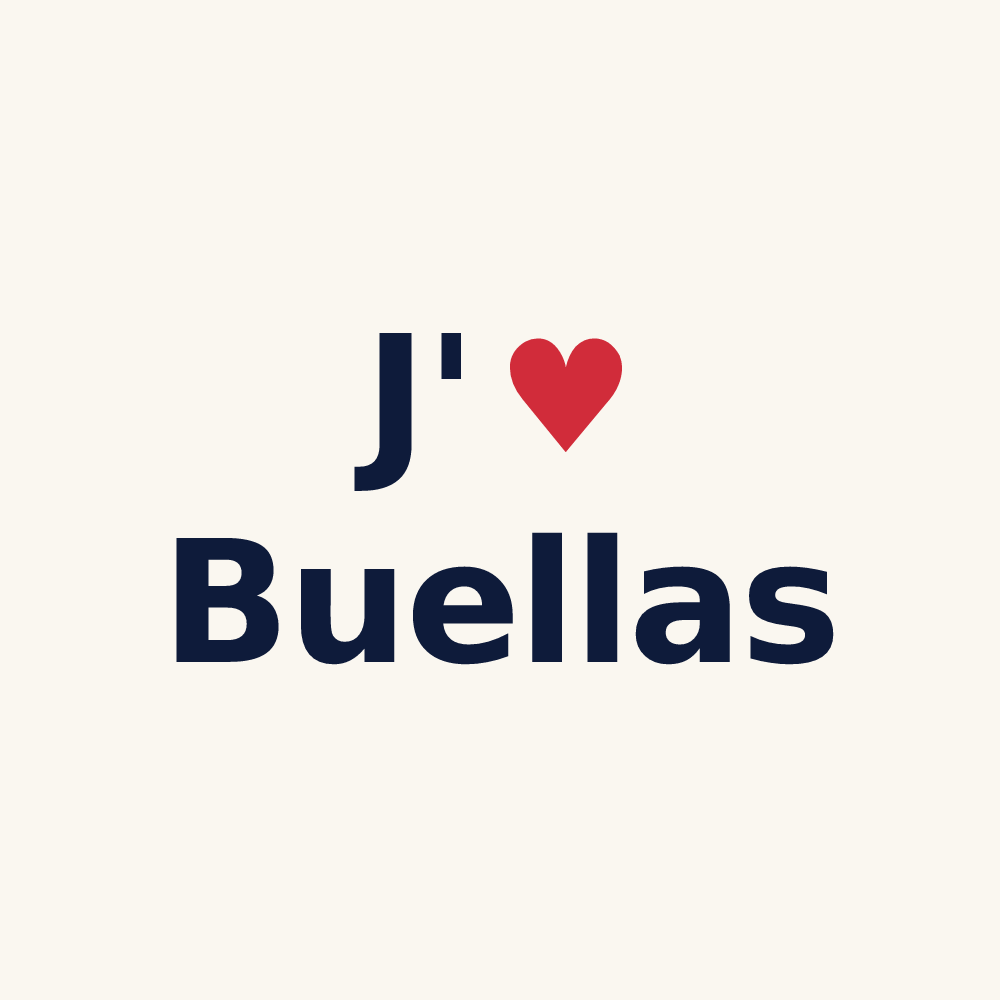 Tasse personnalisée Buellas — design J'aime Buellas