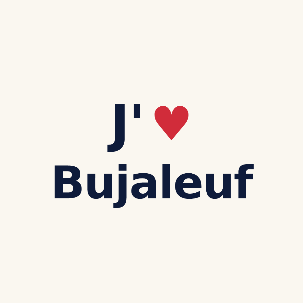 Tasse personnalisée Bujaleuf — design J'aime Bujaleuf