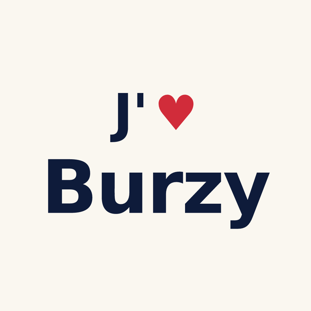 Tasse personnalisée Burzy — design « J'aime Burzy » imprimé sur la tasse