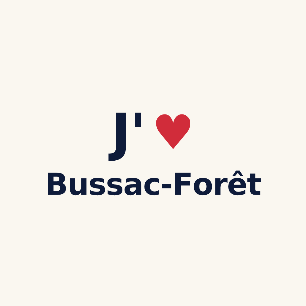 Tasse personnalisée Bussac-Forêt — design J'aime Bussac-Forêt
