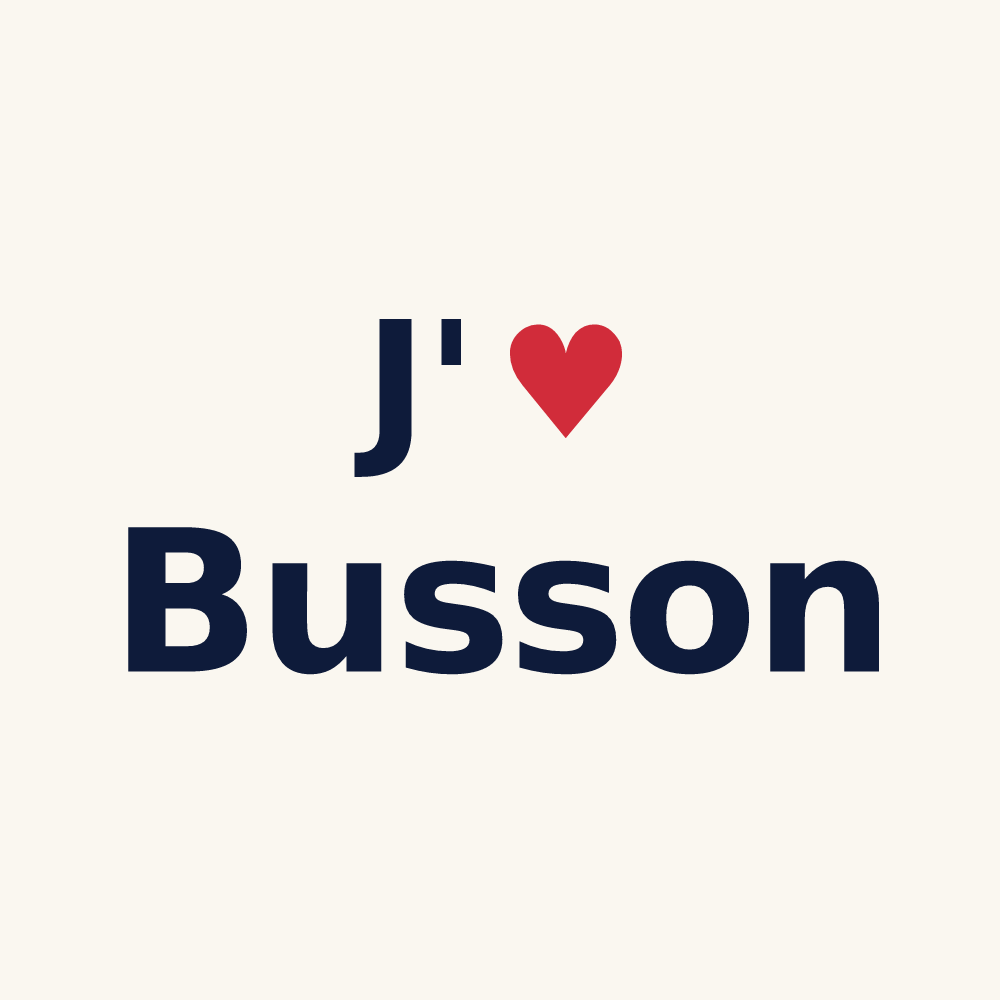 Tasse personnalisée Busson — design J'aime Busson