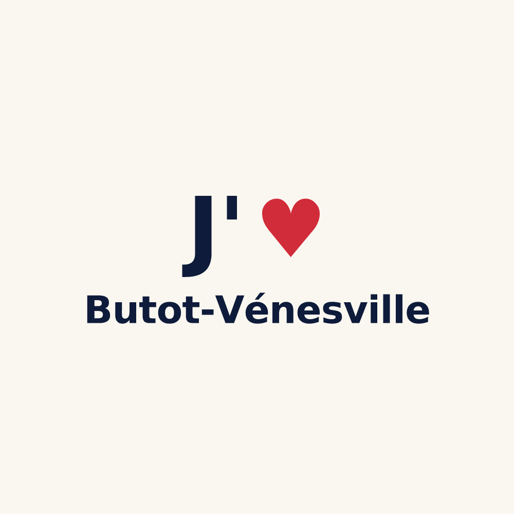 Tasse personnalisée Butot-Vénesville — design « J'aime Butot-Vénesville » imprimé sur la tasse