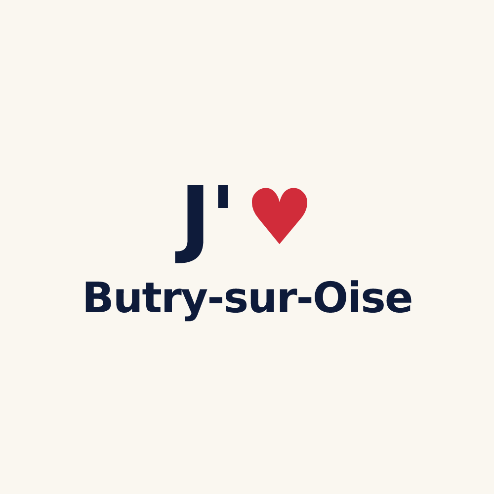 Tasse personnalisée Butry-sur-Oise — design « J'aime Butry-sur-Oise » imprimé sur la tasse