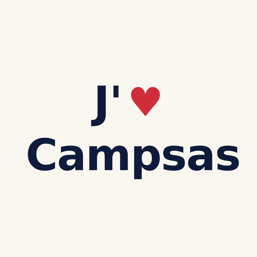 Tasse personnalisée Campsas — design « J'aime Campsas » imprimé sur la tasse
