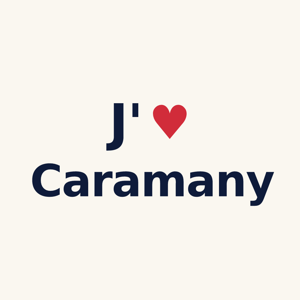 Tasse personnalisée Caramany — design J'aime Caramany