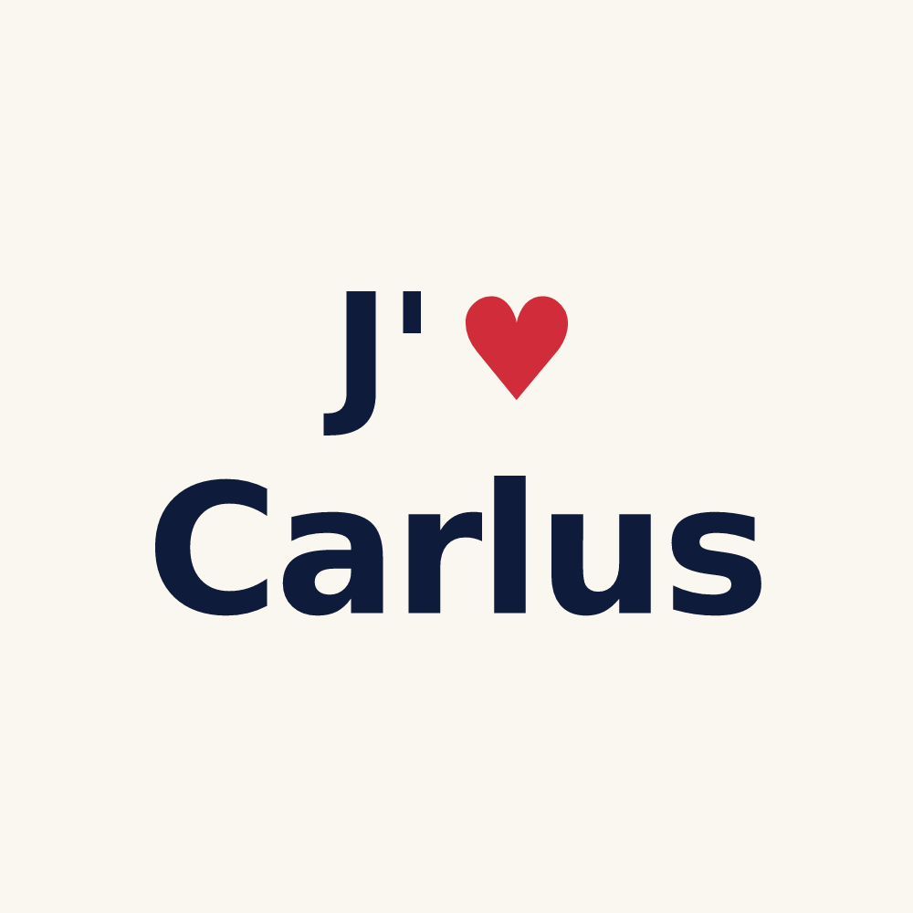 Tasse personnalisée Carlus — design « J'aime Carlus » imprimé sur la tasse