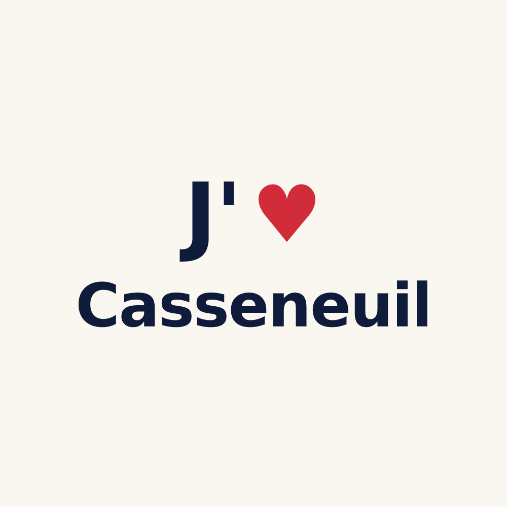 Tasse personnalisée Casseneuil — design « J'aime Casseneuil » imprimé sur la tasse