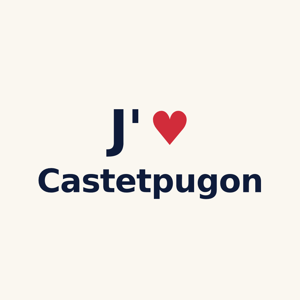 Tasse personnalisée Castetpugon — design « J'aime Castetpugon » imprimé sur la tasse