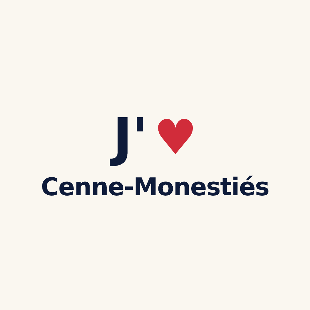 Tasse personnalisée Cenne-Monestiés — design J'aime Cenne-Monestiés
