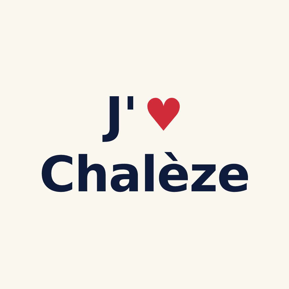 Tasse personnalisée Chalèze — design « J'aime Chalèze » imprimé sur la tasse