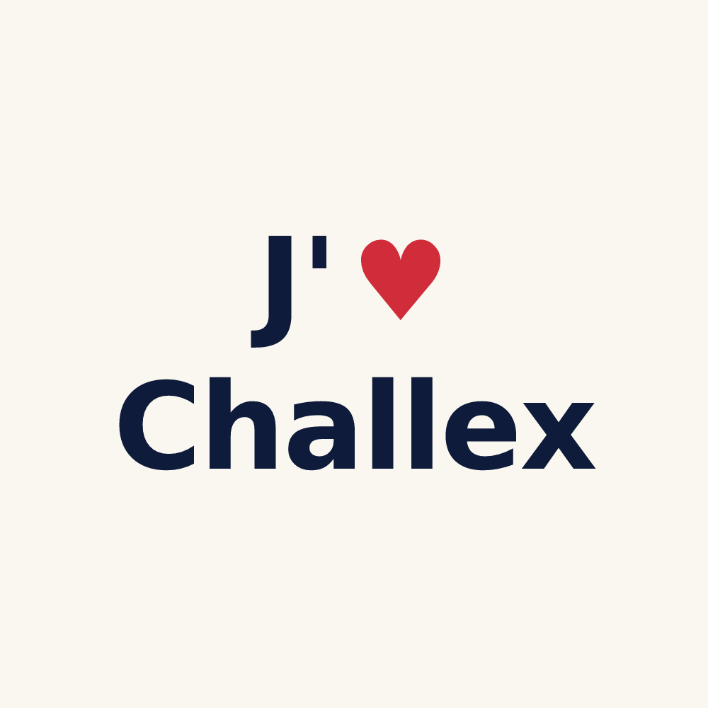 Tasse personnalisée Challex — design « J'aime Challex » imprimé sur la tasse