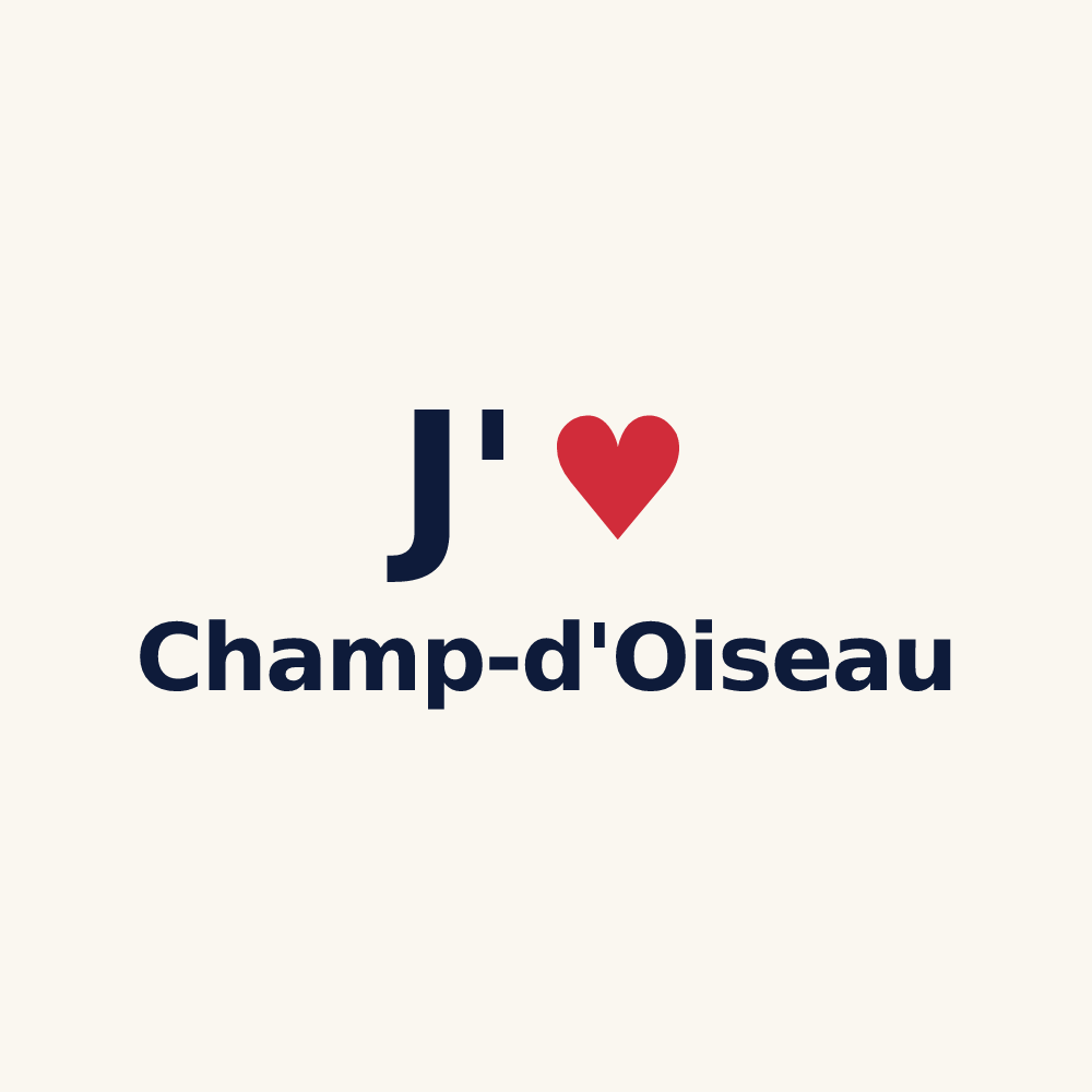 Tasse personnalisée Champ-d'Oiseau — design « J'aime Champ-d'Oiseau » imprimé sur la tasse