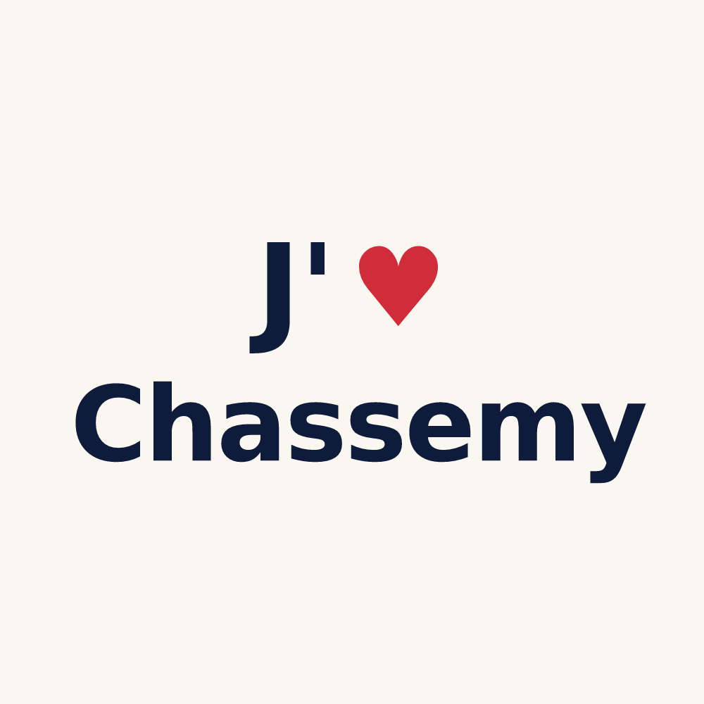 Tasse personnalisée Chassemy — design J'aime Chassemy