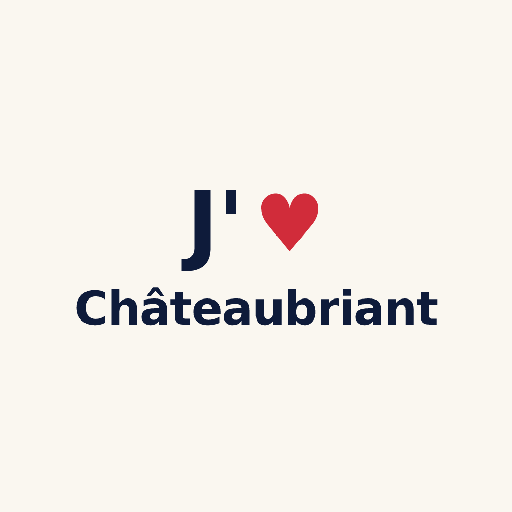 Tasse personnalisée Châteaubriant — design « J'aime Châteaubriant » imprimé sur la tasse